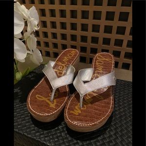 Sam Edelman Silver Wedge Thong Sandals